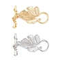 Brass Toggle Clasps, Leaf with Flower