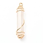 Natural Quartz Crystal Pointed Pendants, with Real 18K Gold Plated Eco-Friendly Copper Wire, Bullet
