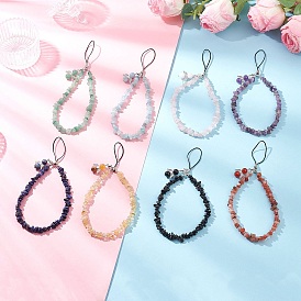 Натуральные смешанные драгоценные камни мобильные ремешки, ангел, платина