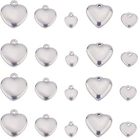 20 piezas 5 estilo 304 dijes de acero inoxidable, corazón