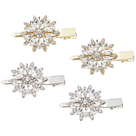 2 пары 2 цвета заколки для волос из сплава в форме цветка со стразами из кожи аллигатора, аксессуары для волос для женщин и девочек