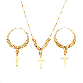 Комплекты из латунных подвесок-крестов и серег-колец