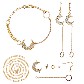 DIY Earring Making, with Brass Micro Pave Grade AAA Cubic Zirconia Links, Brass Pendants, Unwelded Brass Cable Chains and Brass Earring Hook