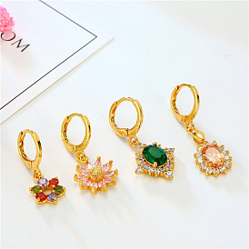 Charming Colorful Crystal Flower & Zircon Earrings - Unique Fashion Jewelry