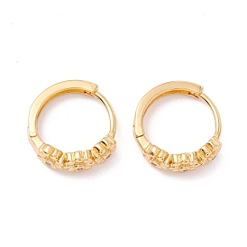 Flower Cubic Zirconia Huggie Hoop Earrings, Real 18K Gold Plated Small Hoop Earrings for Girl Women