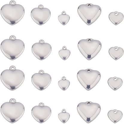 20 piezas 5 estilo 304 dijes de acero inoxidable, corazón