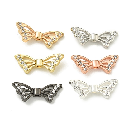 Покрытие стойки латунь микро паве бусина циркония, долговечный, без свинца и без кадмия, бабочка