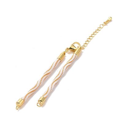 Nylon Cord Bracelets, for Connector Charm Bracelet Making, with Rack Plating Golden Lobster Claw Clasps & Chain Extenders, Long-Lasting Plated, Cadmium Free & Lead Free