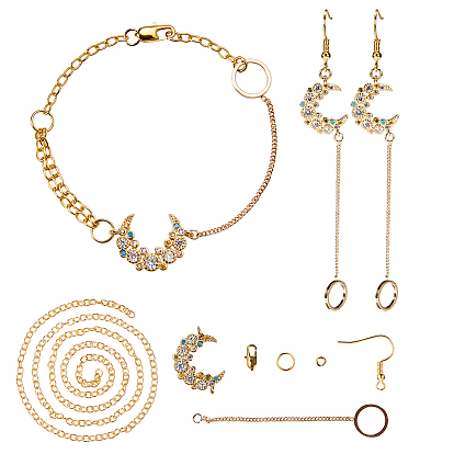 DIY Earring Making, with Brass Micro Pave Grade AAA Cubic Zirconia Links, Brass Pendants, Unwelded Brass Cable Chains and Brass Earring Hook