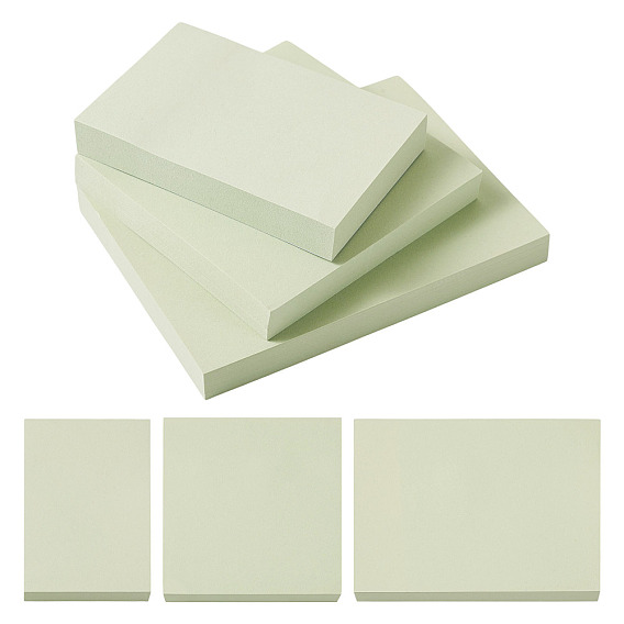 3Pcs 3 Styles Paper Pad Sticky Notes, Sticker Tabs, for Office School Reading, Rectangle & Square