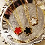 Golden Stainless Steel Flower Pendant Necklaces with Natural Shell for Women