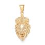 304 Stainless Steel Pendants, with Crystal Rhinestone, Lion Head with Crown