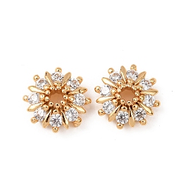 Колпачки для бусин из прозрачного кубического циркония из латуни, цветок