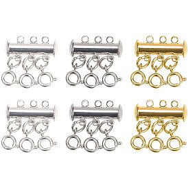 Brass Magnetic Slide Lock Clasps, with Lobster Claw Clasps, Tube