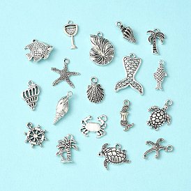 18Pcs 18 Style Tibetan Style Alloy Pendants, Mixed Shapes