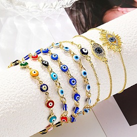 Minimalist Devil Eye Bracelet - Pull Chain Demon Eye Charm Jewelry