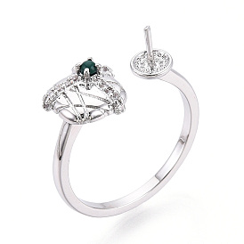 Подарочная коробка в форме латунного кольца с микропаве из прозрачного кубического циркония и стекла, за половину пробурено бисера