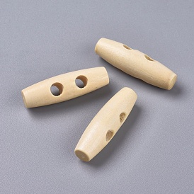 Botones de madera natural, botones de palanca de bocina, 2 agujero, para coser accesorios