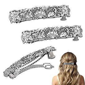 3Pcs Alloy Hair Barrettes for Women, Rectangle
