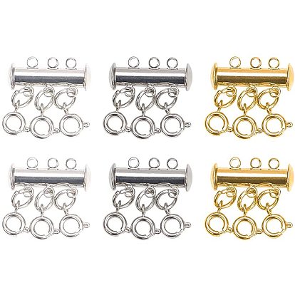 Brass Magnetic Slide Lock Clasps, with Lobster Claw Clasps, Tube