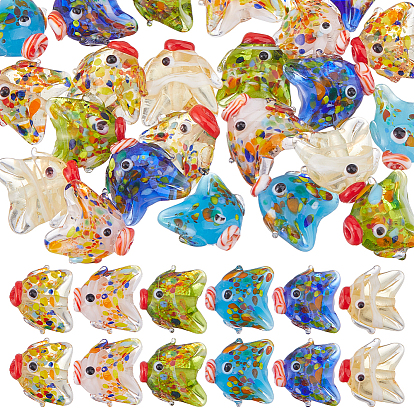 24pcs 6 Farben handgemachte Lampwork Perlen, Fisch