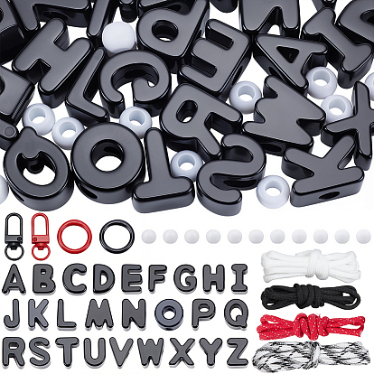 Сделай сам наборы для ключей, включая буквы, акриловые европейские бусины, Канаты из полиэстера и спандекса, а также застежки из сплава.