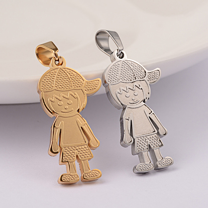 Placage ionique (ip) 304 pendentifs en acier inoxydable, garçon