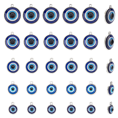 30 шт 5 пластиковые подвески в стиле, со сплавочной фурнитурой, плоские круглые с сглаза