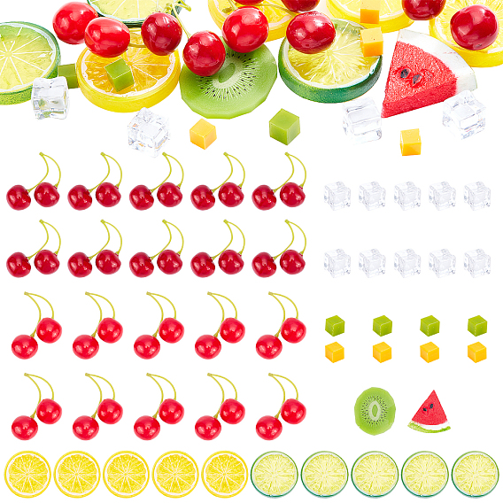 50Pcs 9 Style Plastic Imitation Fruit Slice, for Showcase & Photography Props, Fruits