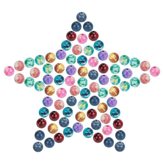 200Pcs DIY Natural & Dyed Ocean White Jade Beaded Stretch Bracelet Making Kits, Including 10 Colors Round Beads and Flat Elastic Thread