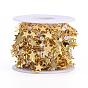 Handmade Brass Curb Chains, Soldered, with Star Charm, Clear Cubic Zirconia and Spool, Long-Lasting Plated