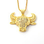 18k Gold Plated Bull Head Hip Hop Pendant Necklace with Retro and Luxurious Style