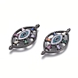 Brass Micro Pave Cubic Zirconia Links Connectors, with Enamel, Horse Eye with Evil Eye, Colorful