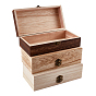Wooden Storage Boxes, Jewelry Boxes, with Metal Clasps, Rectangle