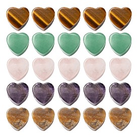 Valentine's Day Theme 10Pcs 5 Style Natural Gemstone European Beads, Large Hole Beads, Heart