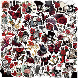 Hallowmas 50Pcs Punk Gothic Rose Stickers, PVC Adhesive Waterproof Stickers, for DIY Photo Album Diary Scrapbook Decoration