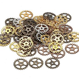 Tibetan Style Alloy Gear Pendants, Steampunk Charms, Lead Free & Nickel Free, 25x1mm, Hole: 3mm