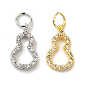 Brass Micro Pave Cubic Zirconia Charms, Long-Lasting Plated, Cadmium Free & Lead Free, Gourd