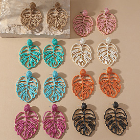 Серьги-гвоздики из железной рафии, лист, золотой свет, с 316 штифтов из нержавеющей стали