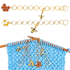 2 шт. 2 стиль пчелы и сотовый сплав эмаль бисер вязальный ряд счетчик цепи, латунное связующее кольцо, маркер для запирания петель