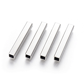 304 Stainless Steel Tube Beads, Cuboid