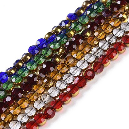 Стеклянные бусины с гальваническим покрытием , полное покрытие, граненые, плоско-круглые