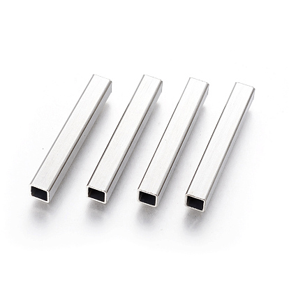 304 Stainless Steel Tube Beads, Cuboid