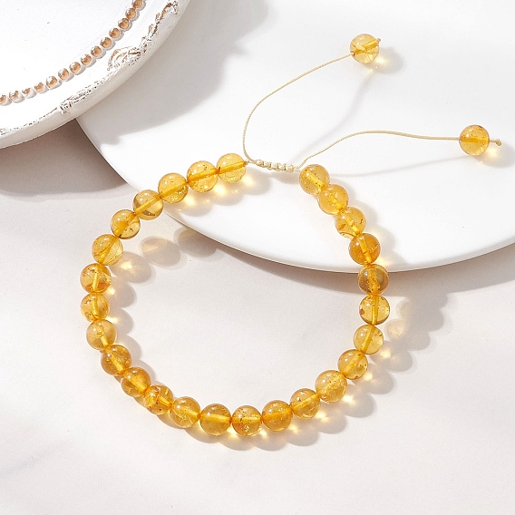 Браслеты из натуральных янтарных бусин, плетеные из бусин, для женщин и мужчин., круглые