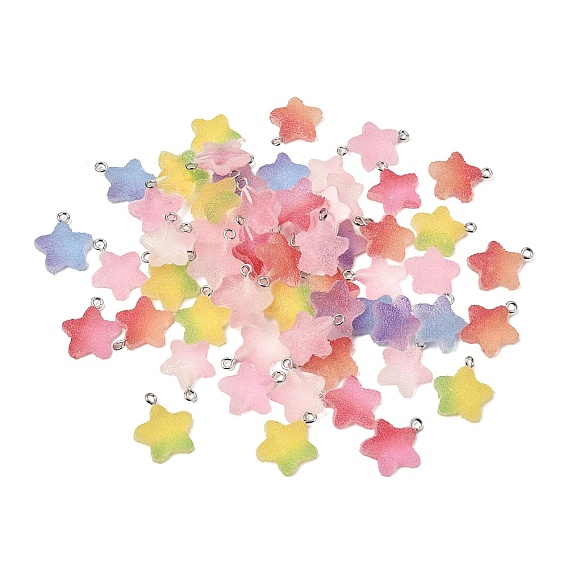 Подвески из смолы, имитация конфеты в стиле еды, звезда очарование, с железной платиной петлей