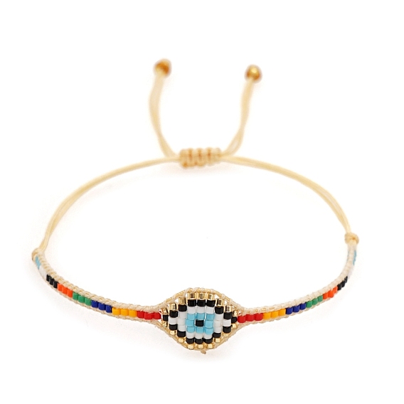 Amitié oeil métier à tisser motif miyuki perles de rocaille bracelets pour femme, nylon réglable bracelets cordon tressé de perles