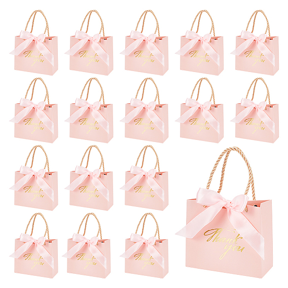 Прямоугольные бумажные пакеты с ручкой и лентой, подарочный пакет с горячим тиснением для свадебных вечеринок