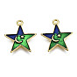 Подвески из эмали и сплава, без кадмия и без свинца, золотые, звезда с луной и звездой