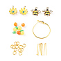 DIY Dangle Hoop Earring Making, with Alloy Enamel Pendants, Alloy Pendants, Natural Dyed Yellow Jade Gemstone Beads and Brass Hoop Earrings