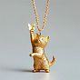Alloy Cat with Butterfly Pendant Necklaces for Women